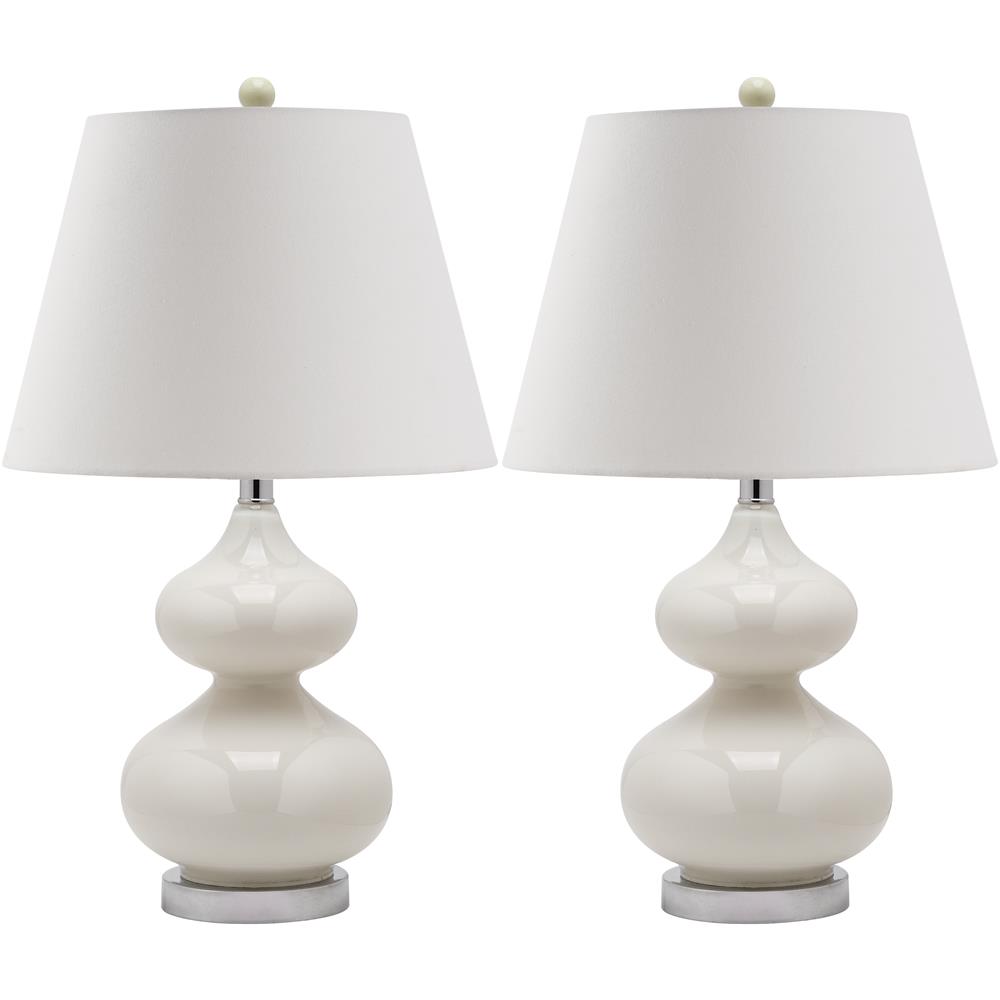Safavieh LIT4086A EVA DOUBLE GOURD GLASS (SET OF 2) SILVER BASE AND NECK TABLE LAMP